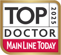 Main Line Today Magazine Main Line Today Top Dentist 2025 badge with bold black and red text, gold border; Carpinello Orthodontics in Drexel Hill, Newtown Square or Edgmont, PA.